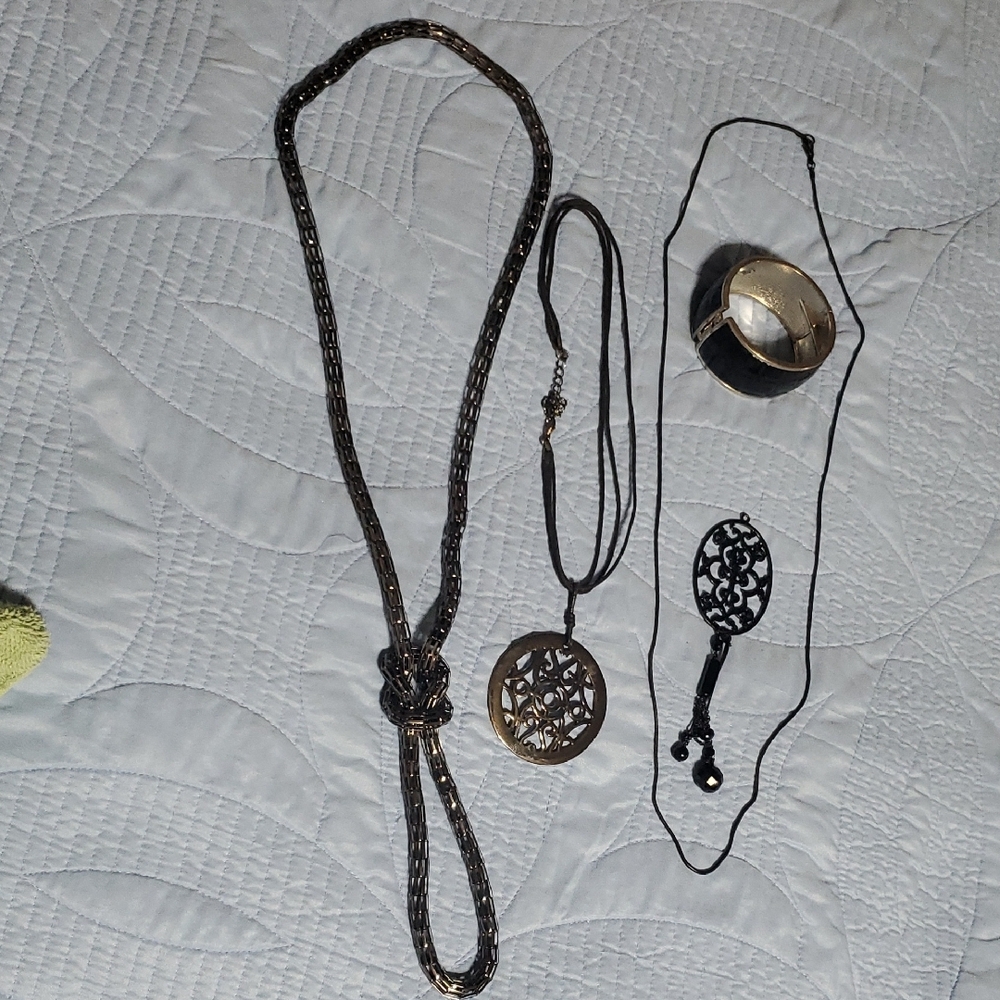Five Piece Black and Silver Jewelry Set